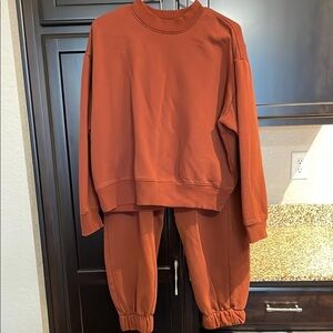 Rust Orange Sweatshirt and Sweatpants Set